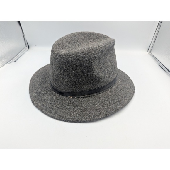 Young An Gray Fedora Hat Size L 7 1/4-7 3/8 MCM Strap Buckle Vintage - Picture 5 of 8